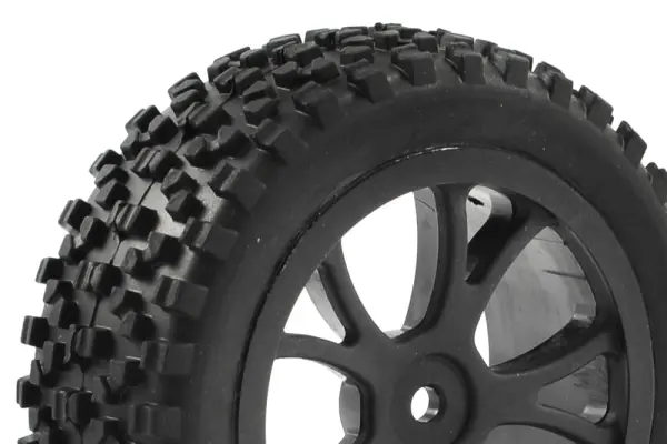 Fastrax Cuboid Buggy Tyres on Black Wheels - 1:10 Buggy Front — image 2 of 4