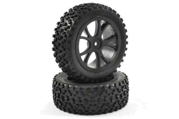 Fastrax Cuboid Buggy Tyres on Black Wheels - 1:10 Buggy Front — image 4 of 4
