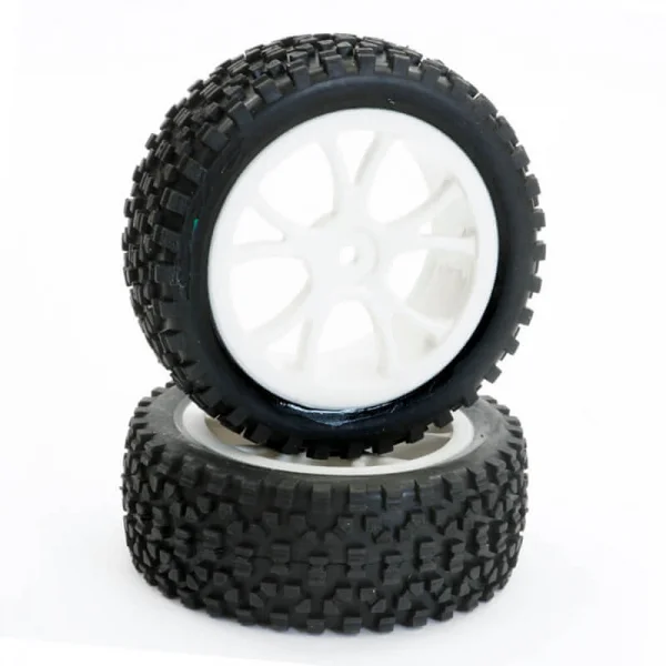 Fastrax 1:10 Mounted Cuboid Buggy Front Tyres White 10-Sp