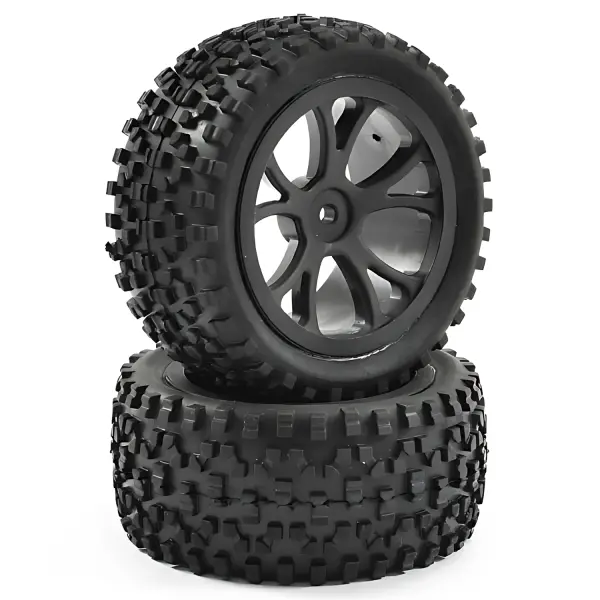 Fastrax Cuboid Buggy Tyres on Black Wheels - 1:10 Buggy Rear — image 1 of 4