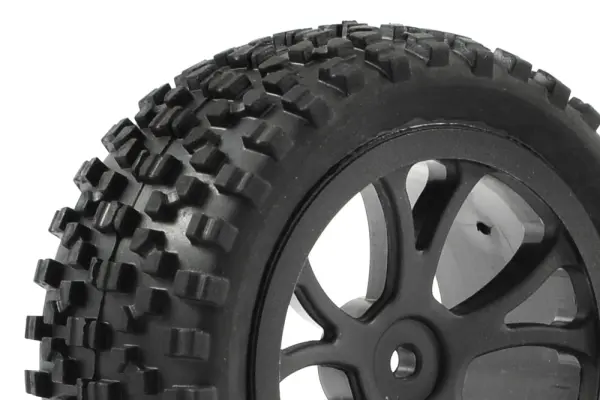Fastrax Cuboid Buggy Tyres on Black Wheels - 1:10 Buggy Rear — image 2 of 4