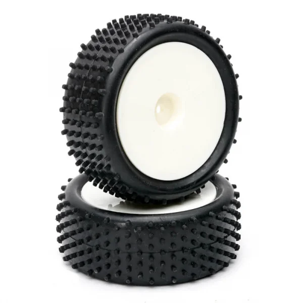 Fastrax 1:10 LP Stub Front Buggy Tyres Pre Mounted on White 12mm Hex Wheels (2)