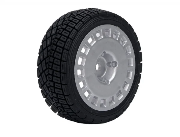 Fastrax 1:10 Rally Angle Tyres on OZ Style Wheels - Silver (4)