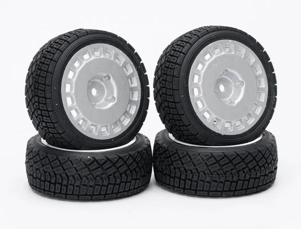 Fastrax 1:10 Rally Angle Tyres on OZ Style Wheels - Silver (4)