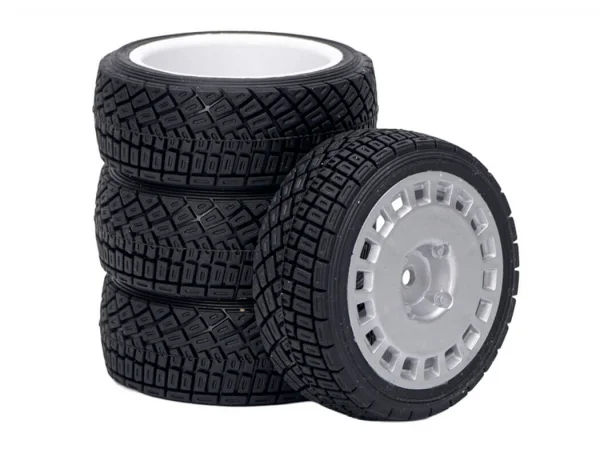 Fastrax 1:10 Rally Angle Tyres on OZ Style Wheels - Silver (4)