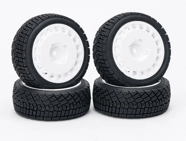 Fastrax 1:10 Rally Angle Tyres on OZ Style Wheels - White (4)