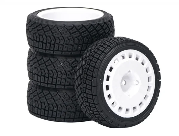 Fastrax 1:10 Rally Angle Tyres on OZ Style Wheels - White (4)