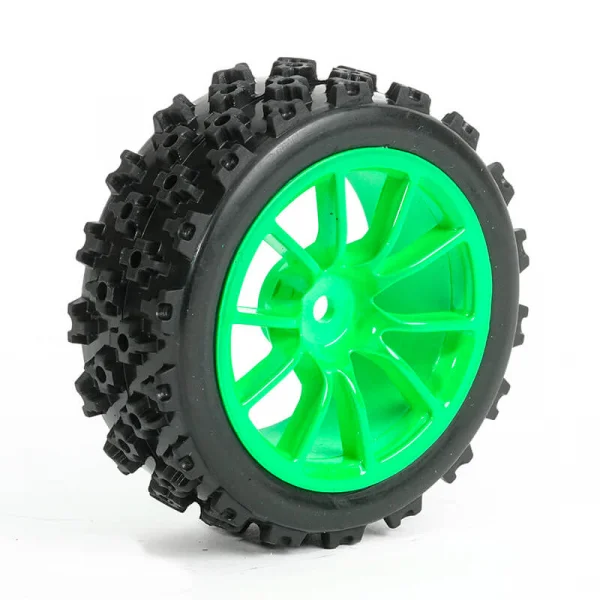 Fastrax 1:10 Rally Tyres on 10 Spoke Green Wheels (4)