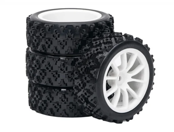 Fastrax 1:10 Rally Tyres on 10 Spoke White Wheels (4)