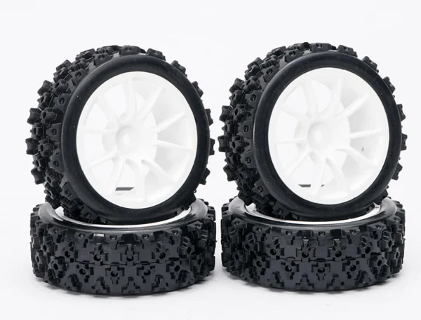 Fastrax 1:10 Rally Tyres on 10 Spoke White Wheels (4)