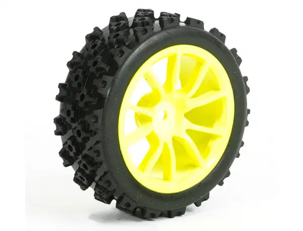 Fastrax 1:10 Rally Tyres on 10 Spoke Yellow Wheels (4) &mdash; image 6 of 6