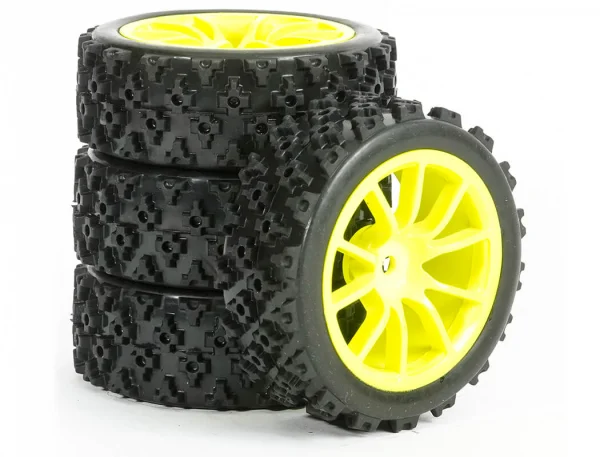 Fastrax 1:10 Rally Tyres on 10 Spoke Yellow Wheels (4) — image 5 of 5