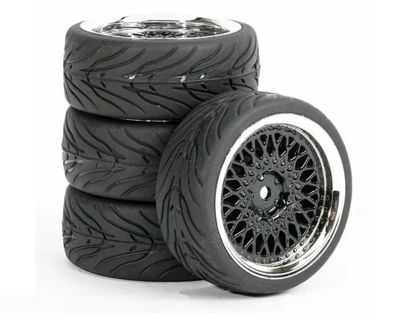 Fastrax 1:10 Street Tread Tyres on Classic Black/Chrome Wheels (4) — image 4 of 4