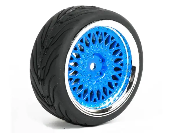 Fastrax 1:10 Street Tread Tyres on Classic Blue/Chrome Wheels (4) — image 6 of 6