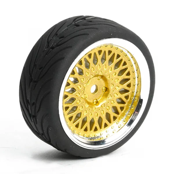 Fastrax 1:10 Street Tread Tyres on Classic Gold/Chrome Wheels (4)