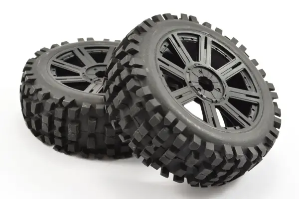 Fastrax 1:8 Rock Block Mounted on 8 Spoke Black Wheels (2) — image 3 of 5