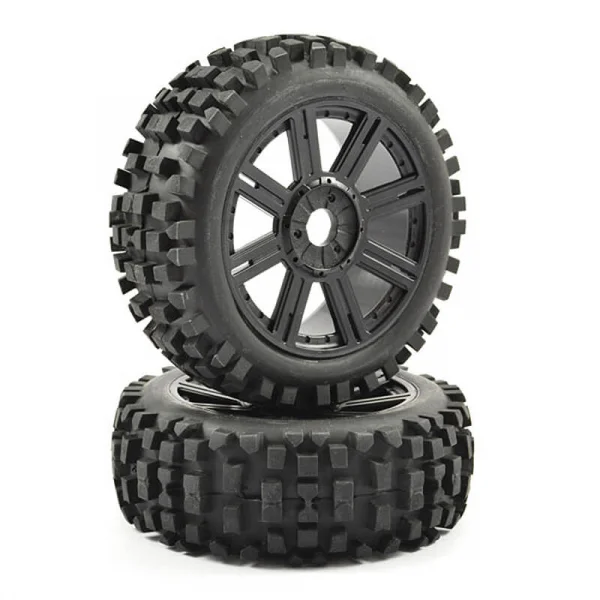 Fastrax 1:8 Rock Block Mounted on 8 Spoke Black Wheels (2)