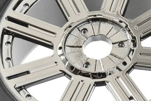 Fastrax 1:8 Rock Block Mounted on 8 Spoke Black Chrome Wheels (2) &mdash; image 5 of 16