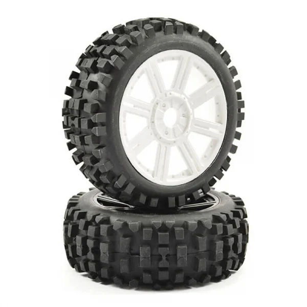 Fastrax 1:8 Rock Block Mounted on 8 Spoke White Wheels (2)