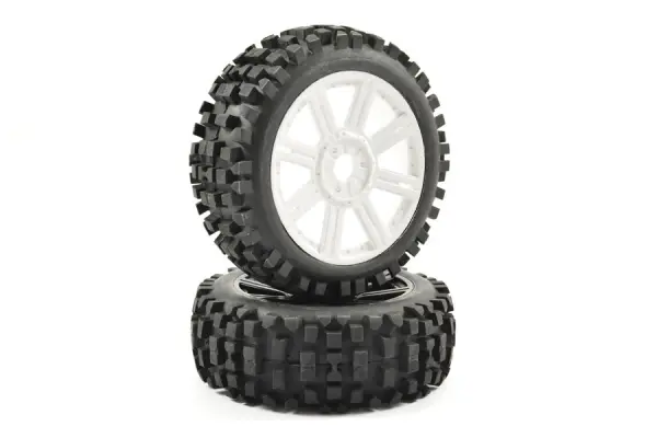 Fastrax 1:8 Rock Block Mounted on 8 Spoke White Wheels (2) — image 2 of 5