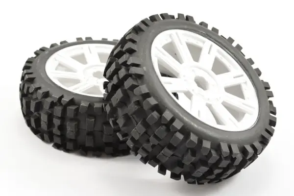 Fastrax 1:8 Rock Block Mounted on 8 Spoke White Wheels (2) — image 3 of 5