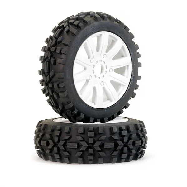 Fastrax 1:8 Grator Tyres Mounted On 6-Spoke White (2)
