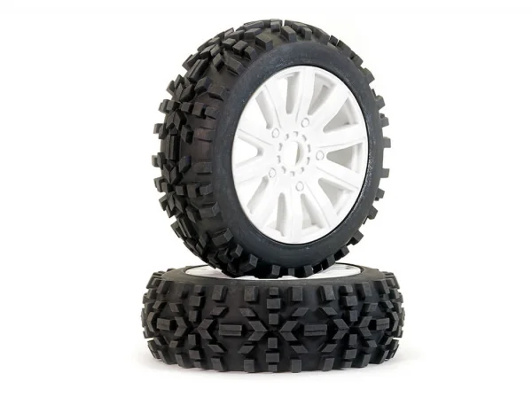 Fastrax 1:8 Grator Tyres Mounted On 6-Spoke White (2) &mdash; image 3 of 5