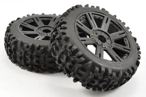 Fastrax 1:8 Maze Tyres Mounted on 8 Spoke Black Wheels (2) — image 3 of 14