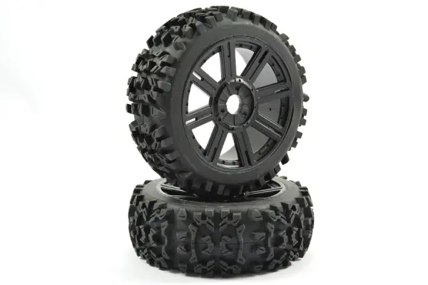 Fastrax 1:8 Maze Tyres Mounted on 8 Spoke Black Wheels (2) — image 4 of 14