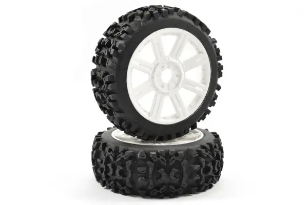 Fastrax 1:8 Maze Tyres Mounted on 8 Spoke White Wheels (2) &mdash; image 3 of 5