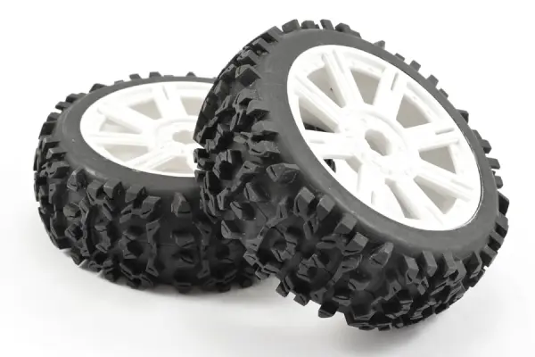 Fastrax 1:8 Maze Tyres Mounted on 8 Spoke White Wheels (2) &mdash; image 2 of 5