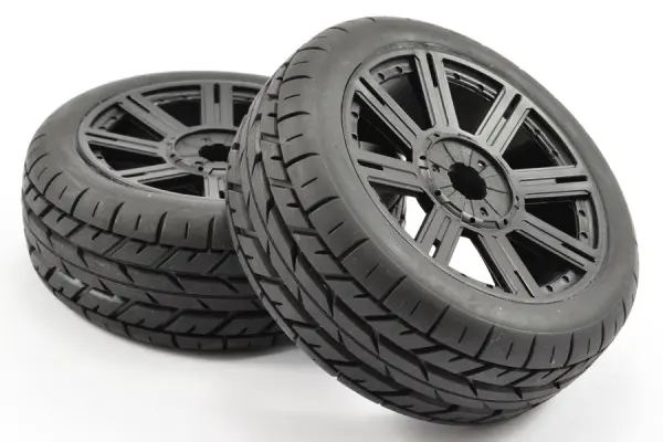 Fastrax 1:8 Eagle Road Tread Tyres Mounted on Black Wheels (2) — image 2 of 5