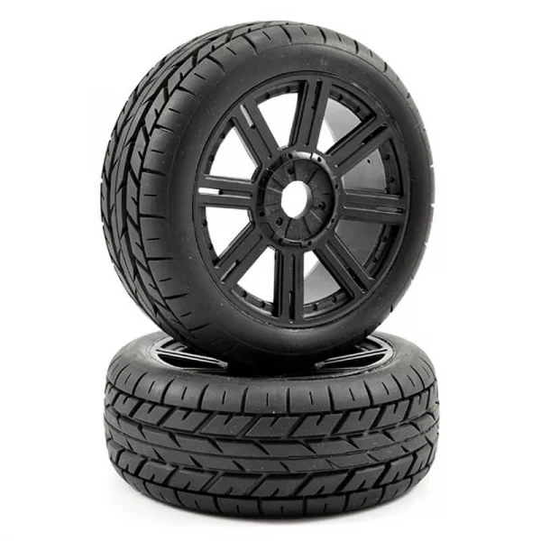 Fastrax 1:8 Eagle Road Tread Tyres Mounted on Black Wheels (2)