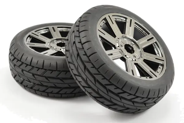 Fastrax 1:8 Eagle Road Tread Tyres Mounted on Black Chrome Wheels (2) — image 2 of 5