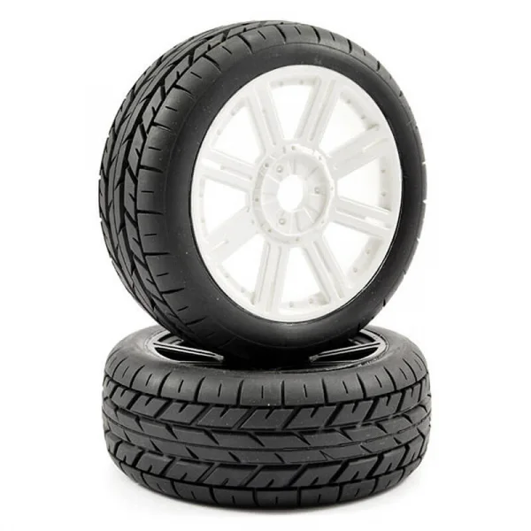 Fastrax 1:8 Eagle Road Tread Tyres Mounted on White Wheels (2) ** CLEARANCE **