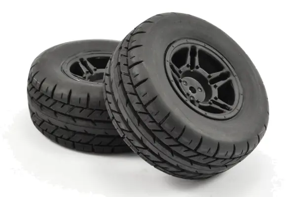 Fastrax 1:10 SC Eagle Treaded Road Tyres Mounted on 12mm Hex Slash 2WD Front Wheels (2) — image 2 of 4