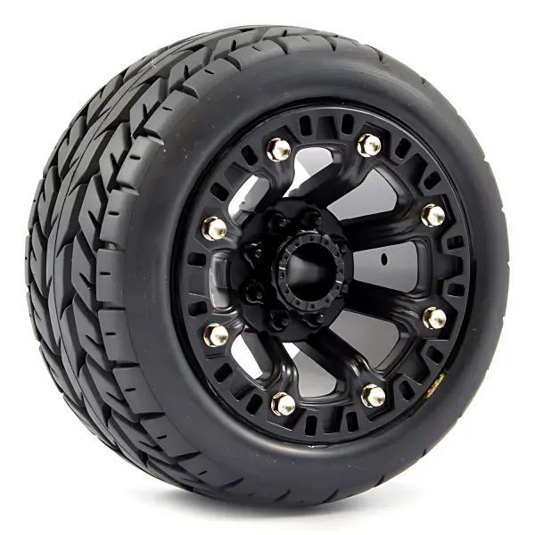 Fastrax 1:16 Eagle Tyres Mounted on Black 8SP 12mm Hex Wheels (2) — image 1 of 4