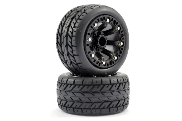 Fastrax 1:16 Eagle Tyres Mounted on Black 8SP 12mm Hex Wheels (2) — image 2 of 4