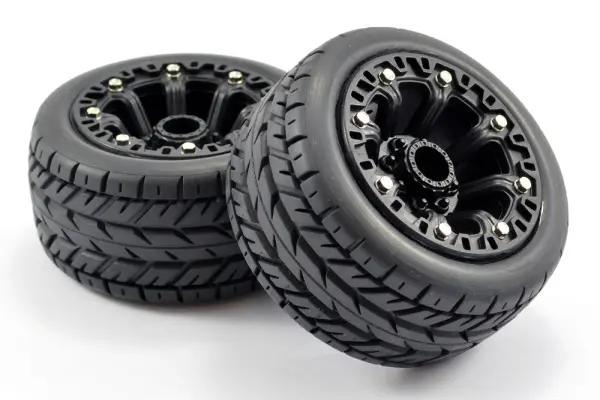 Fastrax 1:16 Eagle Tyres Mounted on Black 8SP 12mm Hex Wheels (2) — image 3 of 4