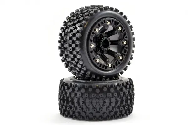 Fastrax 1:16 Stinger Tyres Mounted on Black 8SP 12mm Hex Wheels — image 2 of 4