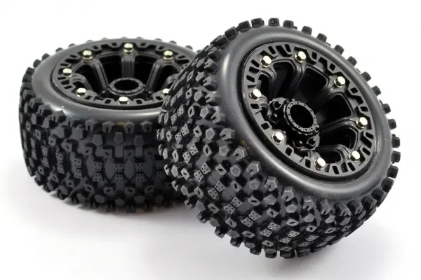 Fastrax 1:16 Stinger Tyres Mounted on Black 8SP 12mm Hex Wheels — image 3 of 4