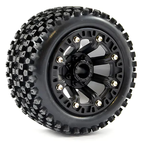 Fastrax 1:16 Stinger Tyres Mounted on Black 8SP 12mm Hex Wheels — image 1 of 4