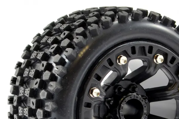 Fastrax 1:16 Stinger Tyres Mounted on Black 8SP 12mm Hex Wheels — image 4 of 4