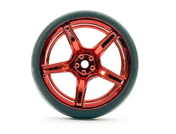 Fastrax Drift D1 Tyres Mounted on 3mm Offset 6 Spoke Metallic Red Wheels (4) — image 7 of 7