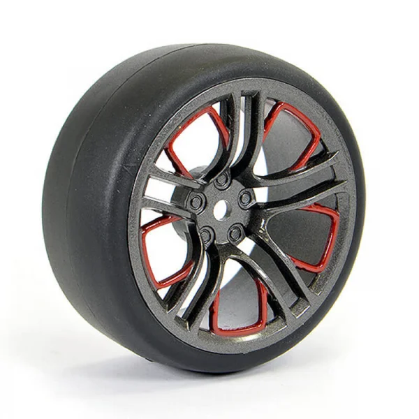 Fastrax Drift D1 Tyres Mounted on 3mm Offset 6 Spoke Graphite Wheels (4)