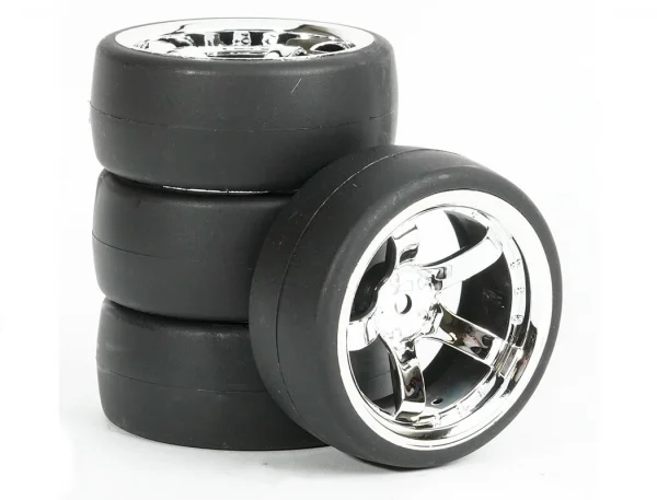Fastrax Drift D1 Tyres Mounted on 9mm Offset 5 Spoke Chrome Wheels (4) — image 3 of 4