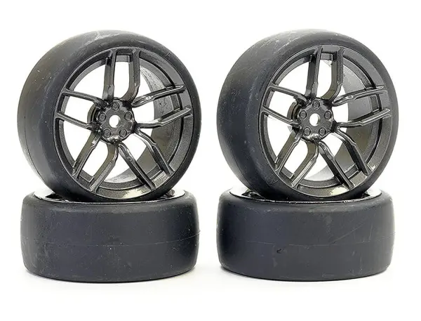 Fastrax Drift D1 Tyres Mounted on 3mm Offset 10 Spoke Graphite Wheels (4) &mdash; image 6 of 6