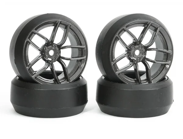Fastrax 1:10 (4) Drift D3 Tyre With 3mm 10-Spoke Wheel-Graphite — image 2 of 3