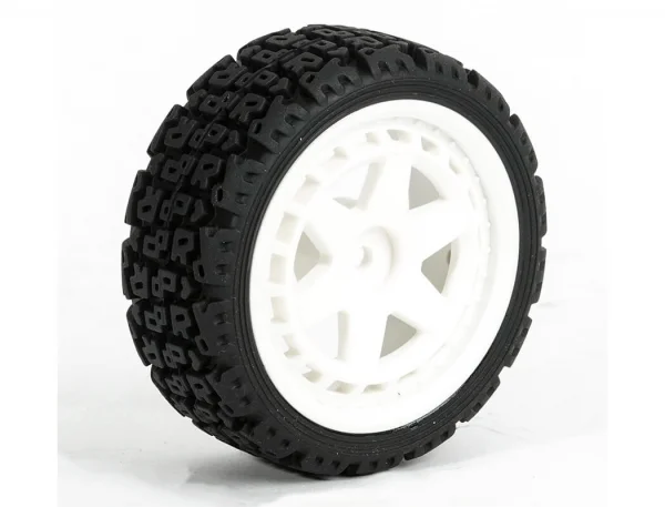 Fastrax 1:10 R Block Rally Tyres/6-Spoke White Wheels (4)