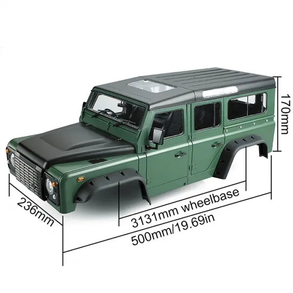 Fastrax 1:10 Ranger XL Land Rover Style Hard Body + Interior Set - 313mm WB - Green &mdash; image 7 of 7